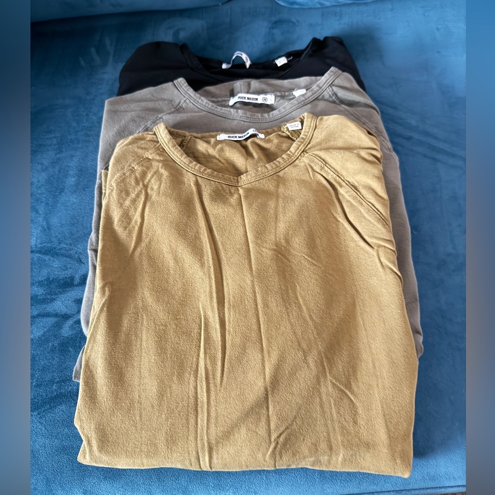 3 long sleeve raglan Buck Mason t-shirts men’s extra small